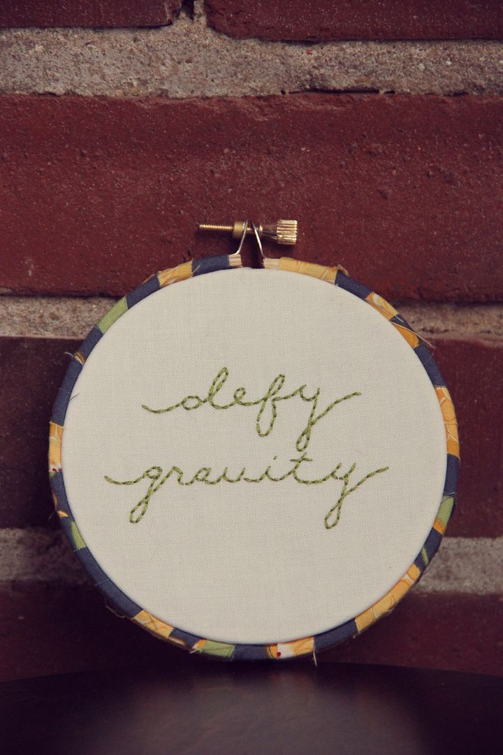 Defy Gravity Embroidery Hoop // Ten Feet Off Beale