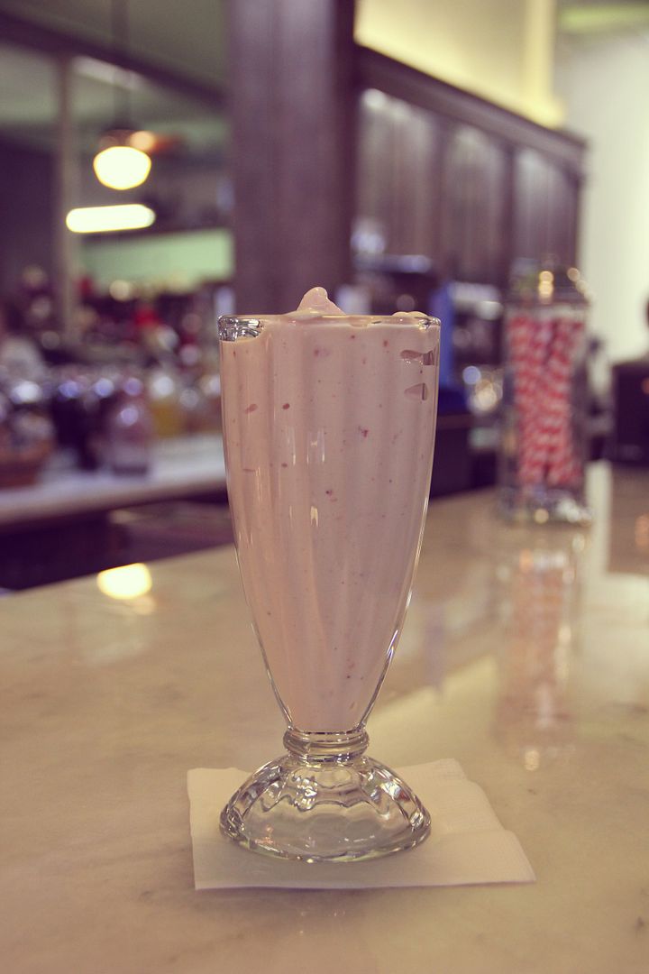 A Schwab Strawberry Milkshake // Ten Feet Off Beale http://www.tenfeetoffbeale.com