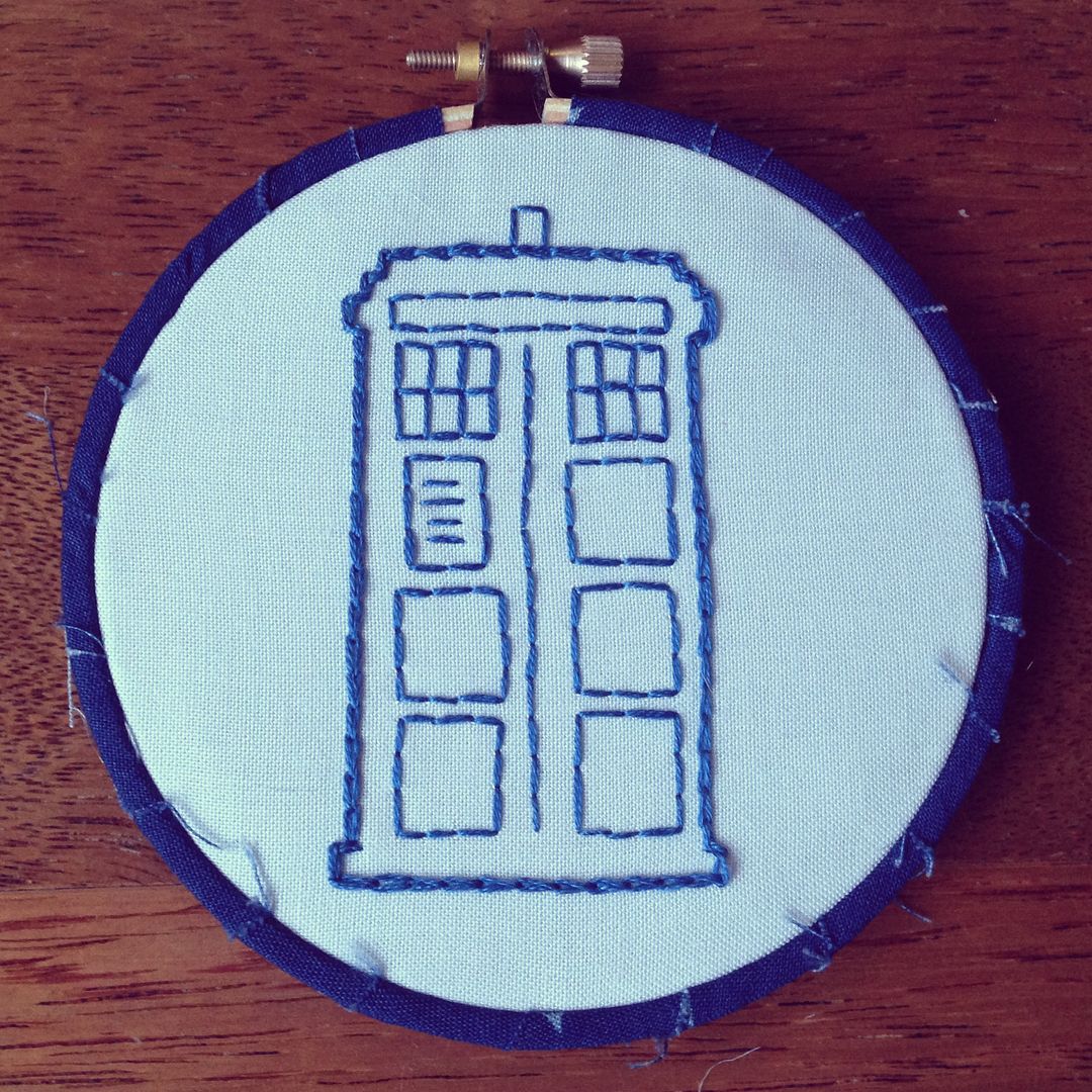Doctor Who Tardis Embroidery Hoop // Ten Feet Off Beale http://www.etsy.com/shop/tenfeetoffbeale