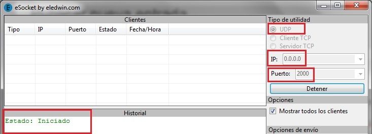 esocket iniciado