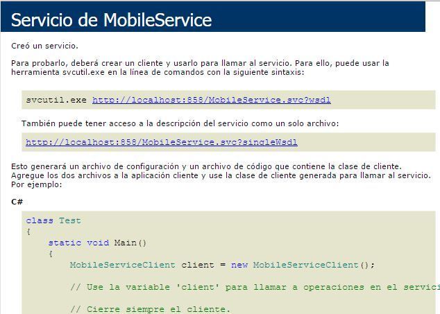 wcf service wcf extensión configurada